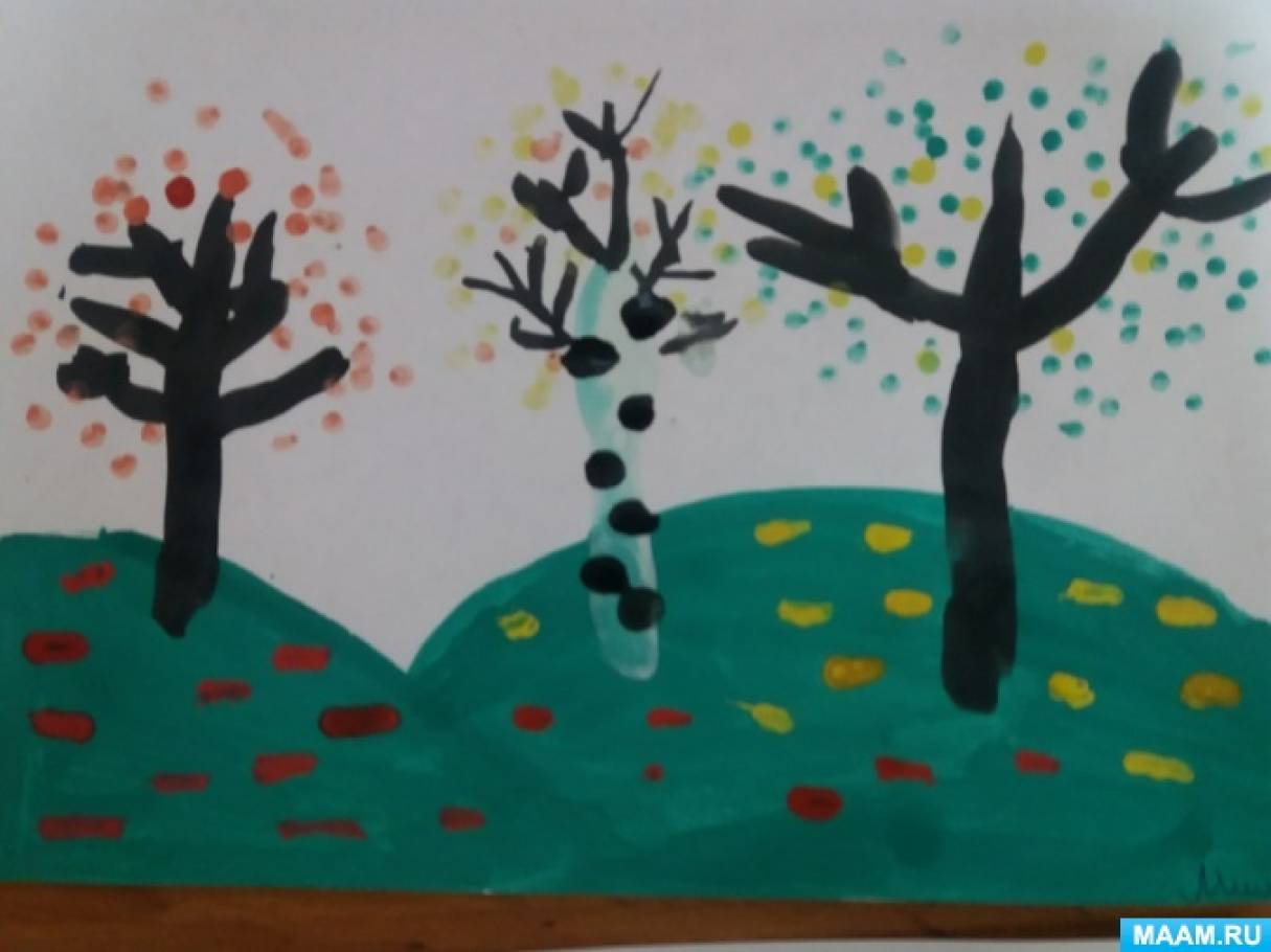 Рисование с детьми старшего возраста «Золотая осень» - фото Рисование с детьми старшего возраста «Золотая осень»