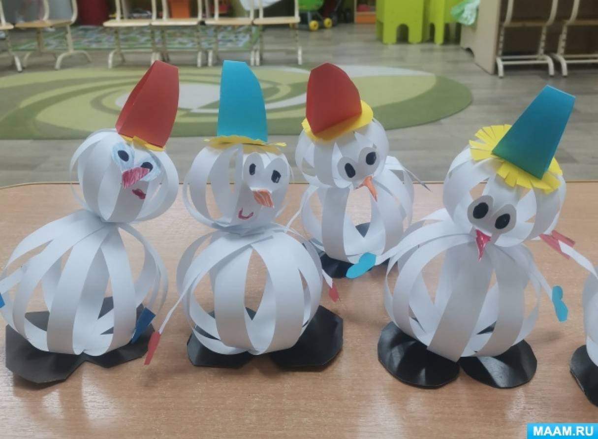 Модульное оригами снеговик