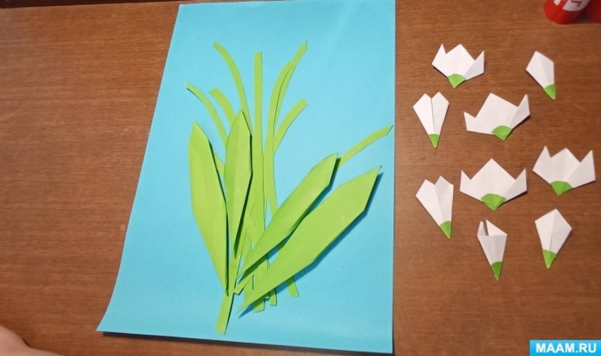 Подснежники оригами для детей