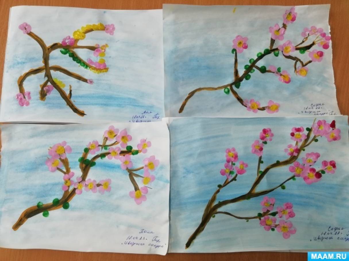 Занятие по нетрадиционному рисованию отпечатком пальца «Цветущая сакура» ко Дню цветущих деревьев на МAAM