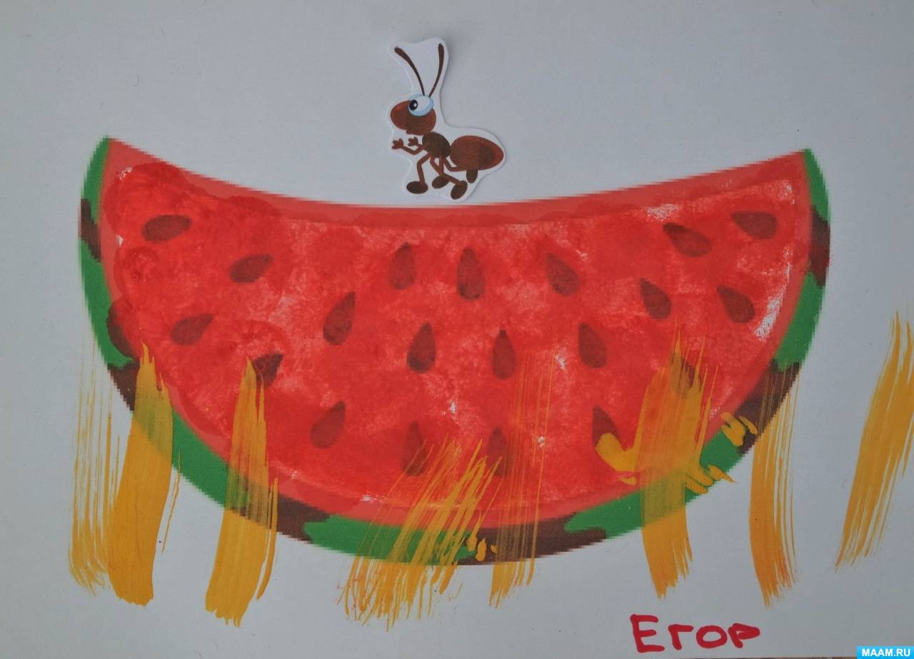Занятие по рисованию с использованием поролонового тычка «Угощение для муравьишки» для детей 3 лет