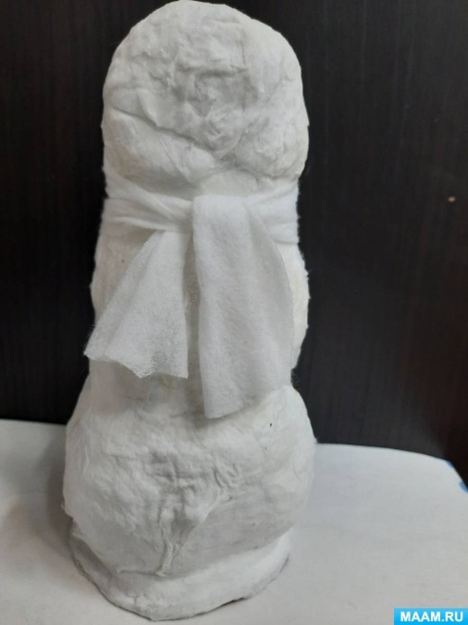 Снеговик из ватных дисков своими руками: мастер-класс с фото пошагово