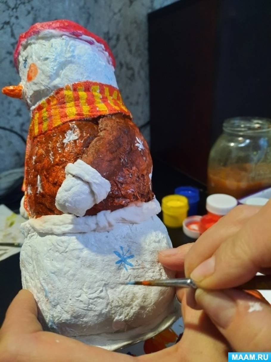 Снеговик из ваты своими руками