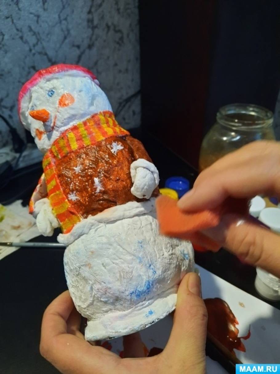 Снеговик из ваты своими руками