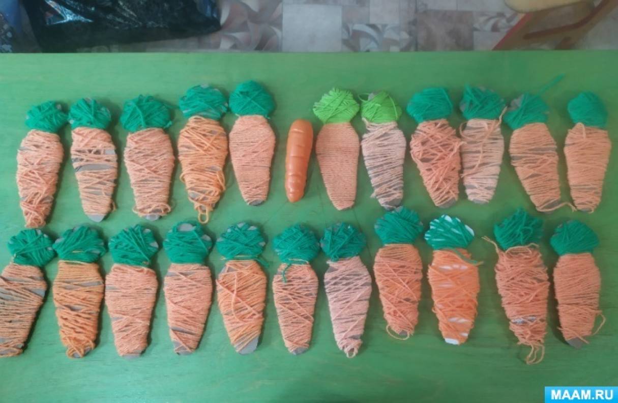 Конспект НОД по ручному труду из ниток «Чудо-морковь» в средней группе