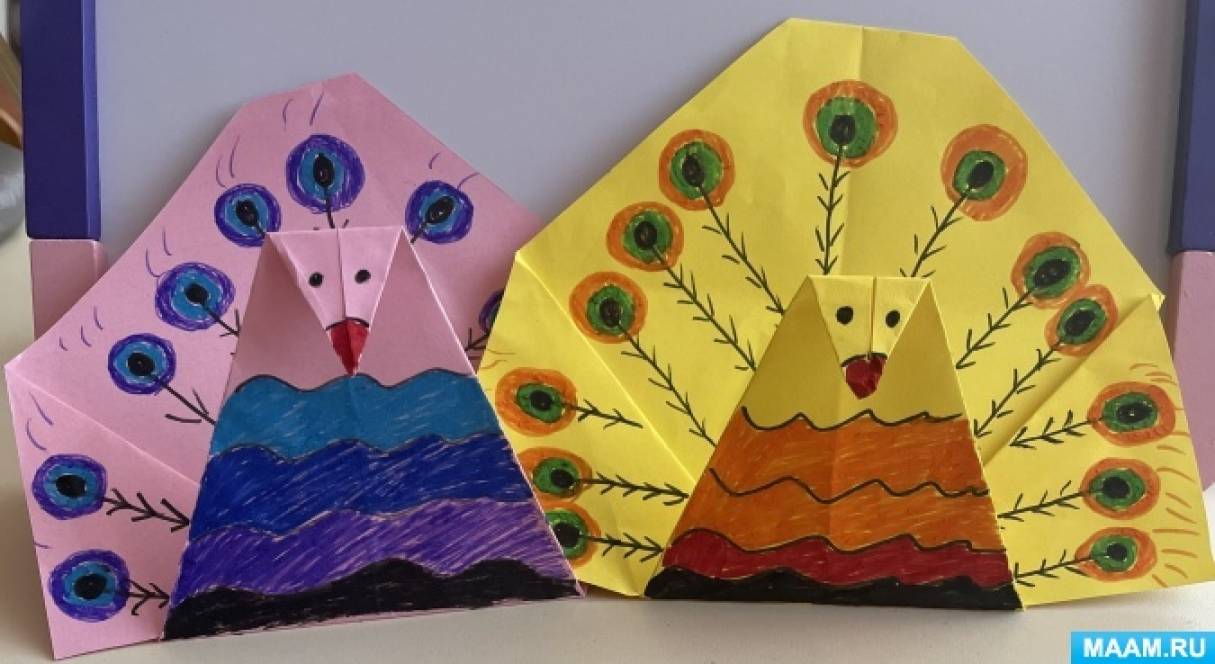 Мастер-класс в технике оригами «Павлин» для детей 5 лет