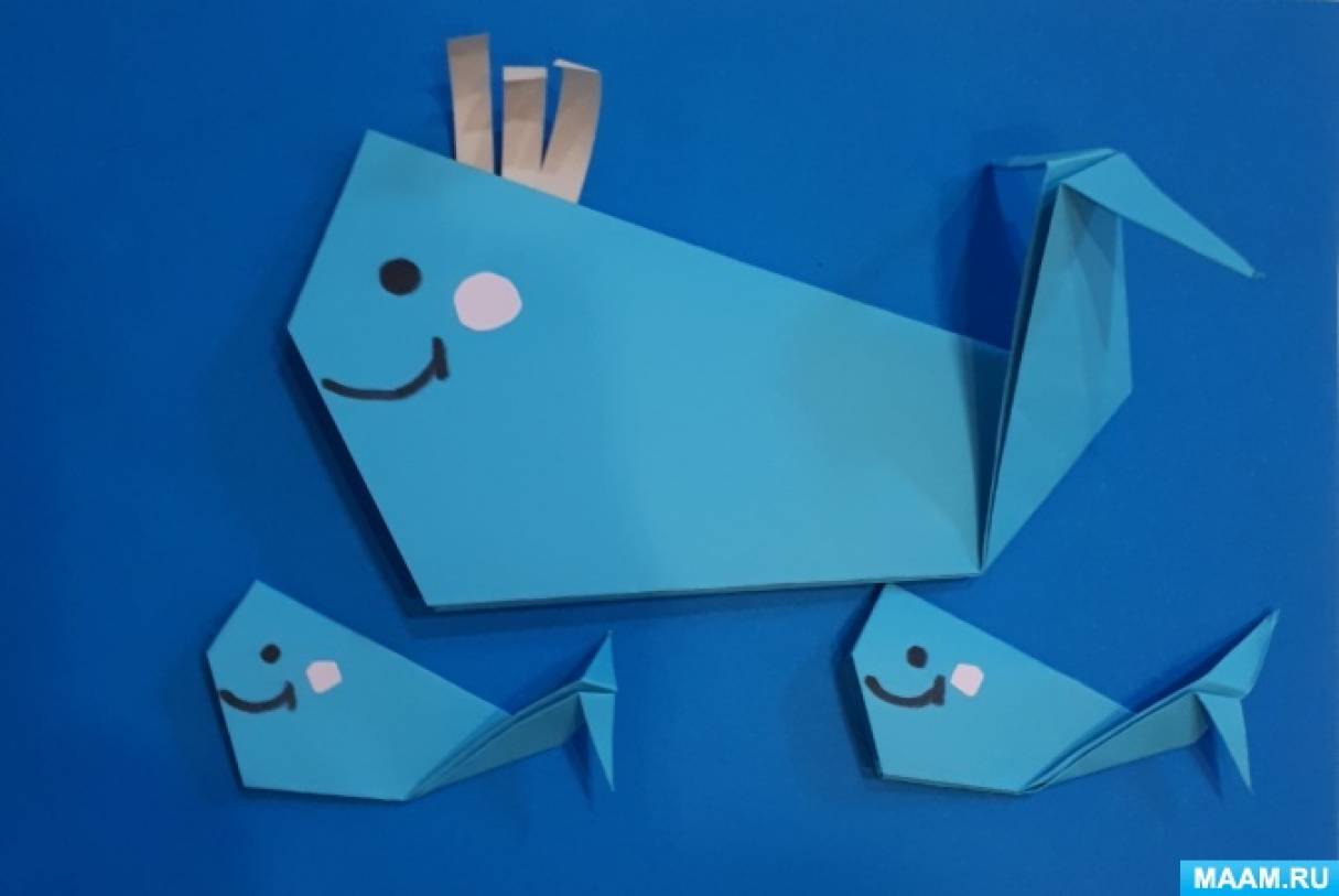 Детский мастер-класс по оригами «Киты в море»