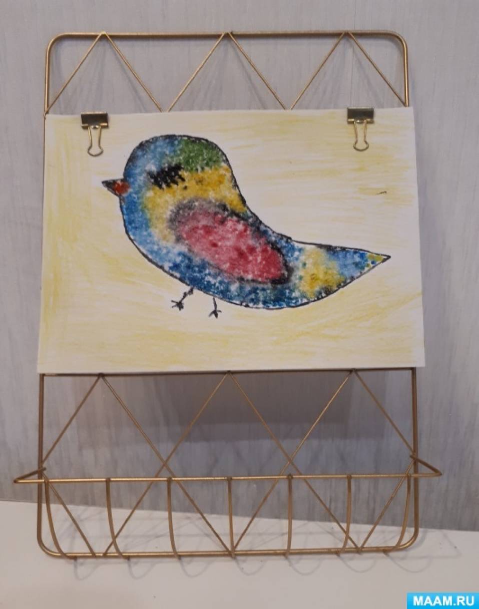 Детский мастер-класс по рисованию солью и клеем ПВА «Птица» для детей 5–7 лет