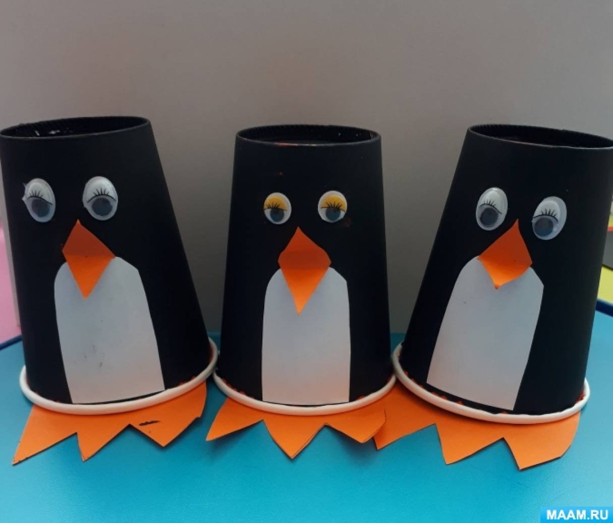 Мастер-класс по конструированию из бумажного стаканчика для детей 5–7 лет «Пингвин»