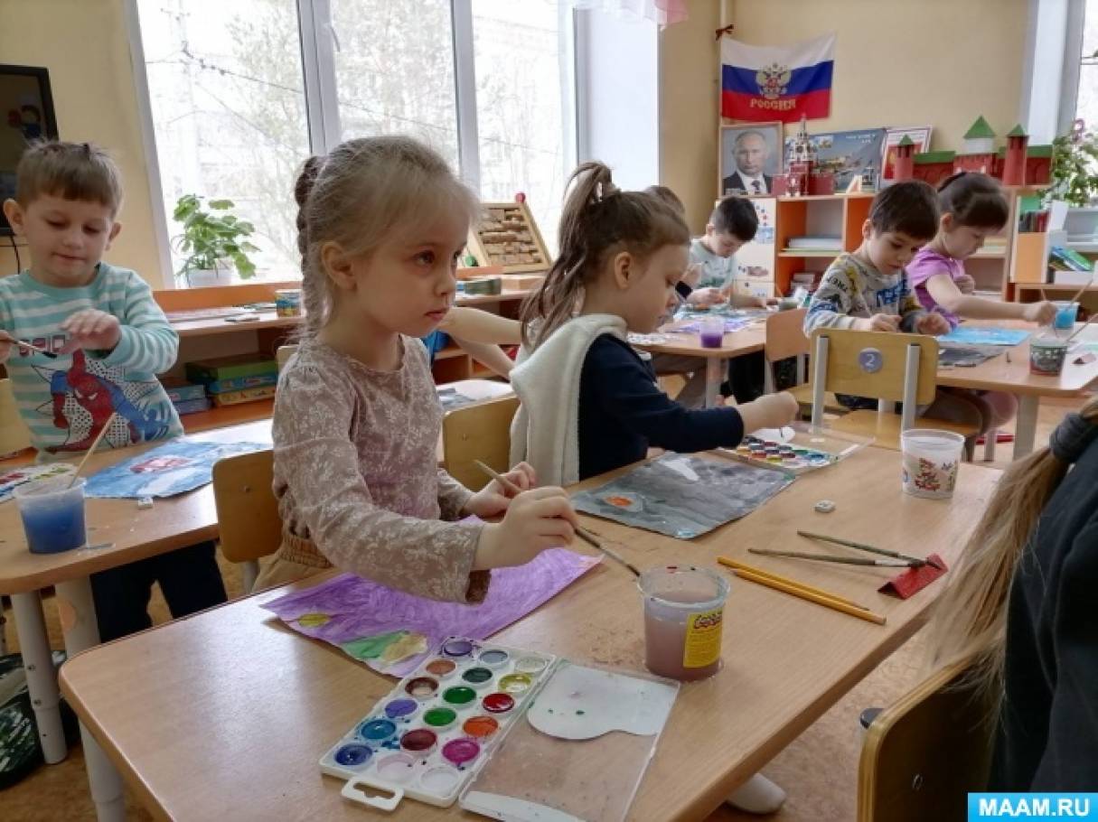Смотреть фотографию №1 Фото №1 Конспекты занятий изображение космического неба и летящей ракеты