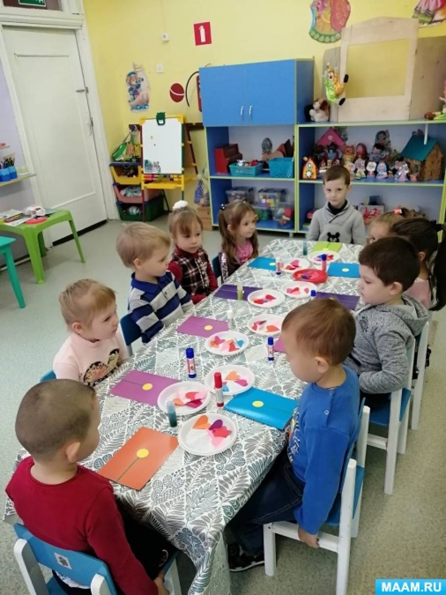 Конспект занятия по аппликации «Открытка ко Дню матери» Фото Конспект занятия по аппликации «Открытка ко Дню матери»
