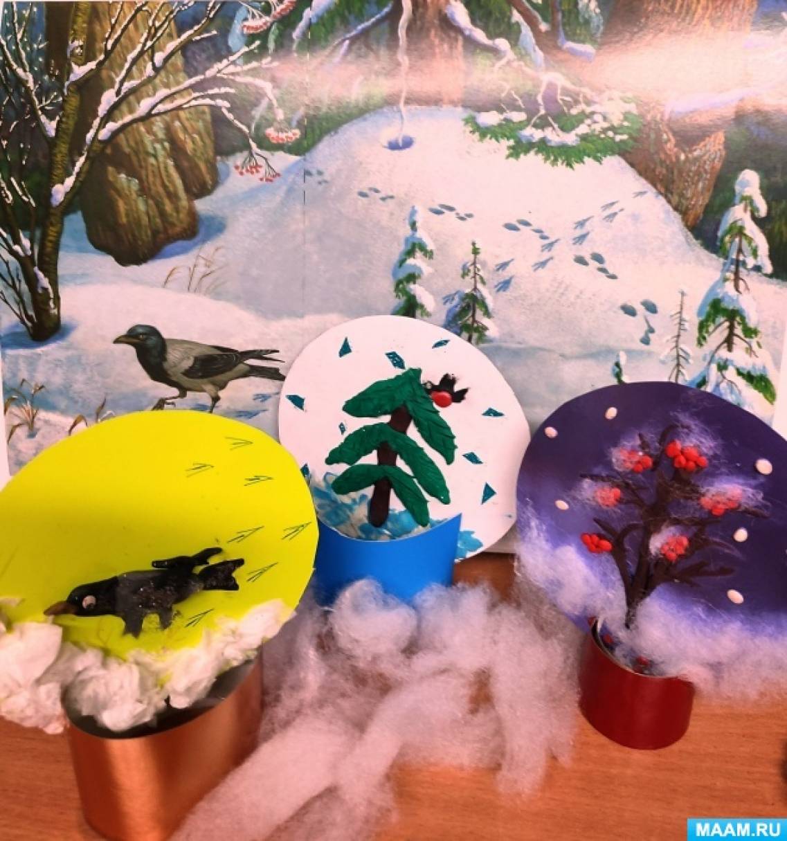 Детский мастер-класс по комбинированной работе «Зимний пейзаж» с использованием втулки