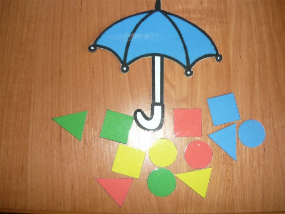 Зонтик младшая группа. Дидактические зонтики. Зонтик для сенсорики. Зонтик с геометрическими фигурами. Дидактическая игра спрячемся от дождика.