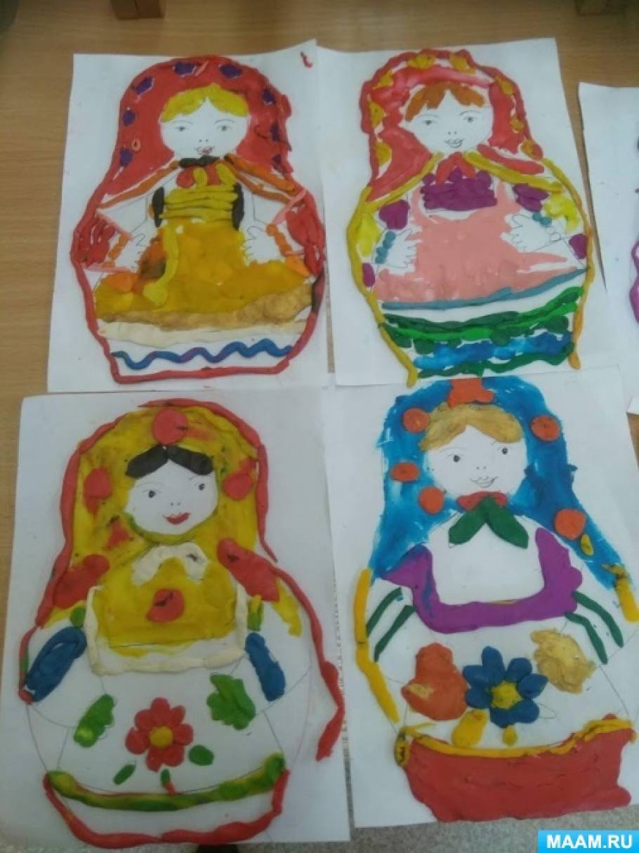 Конспект занятия по пластилинографии способом лепки жгутиками «Укрась матрешку»