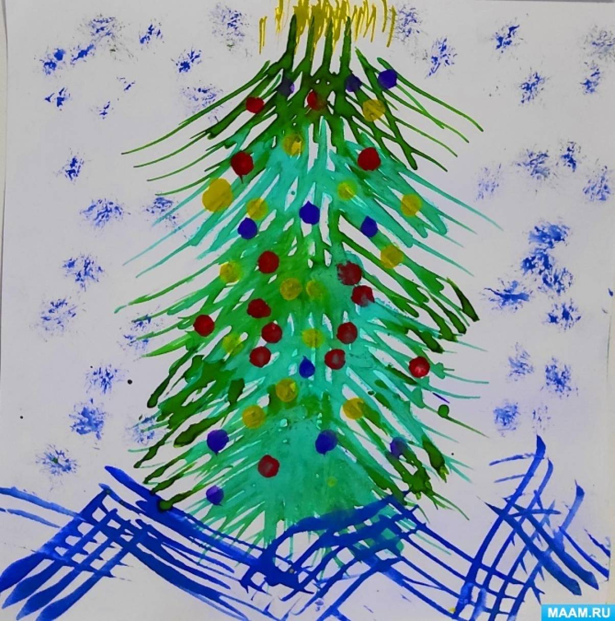 елка нарисованная вилкой