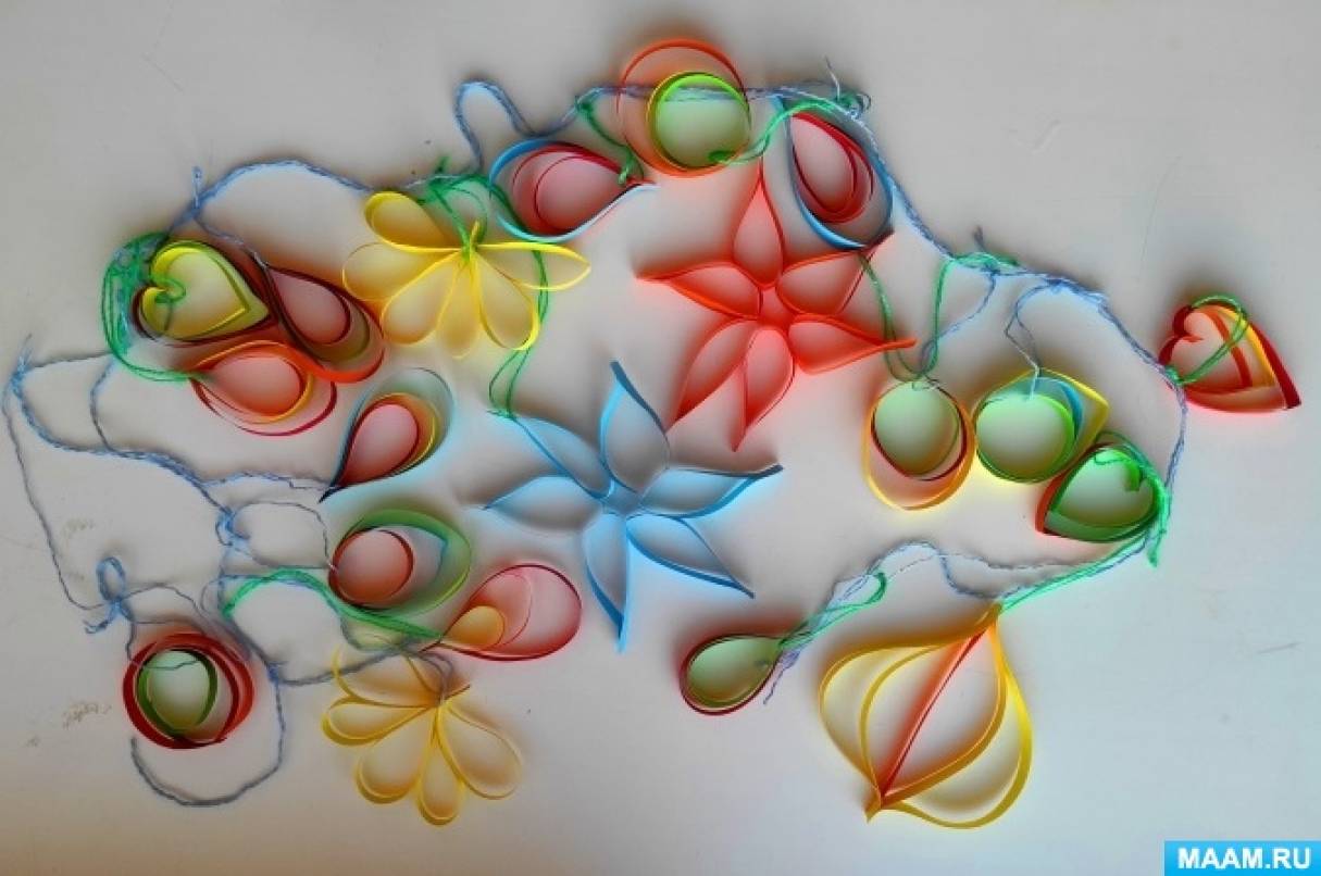 Мастер-класс по изготовлению ёлочных украшений из полосок с детьми ...