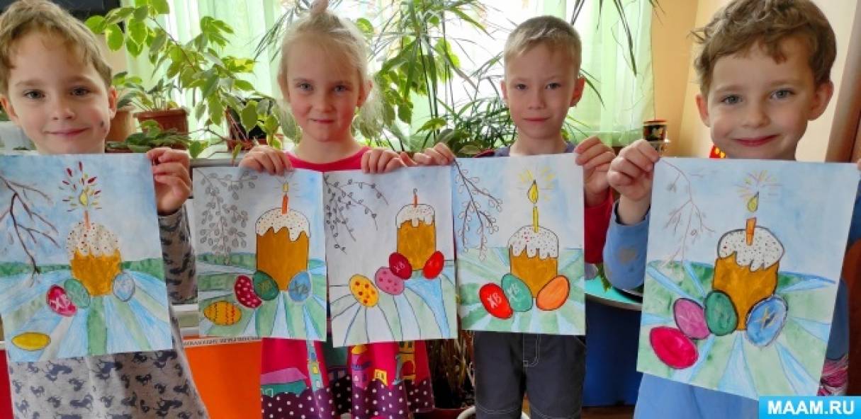 Мастер-класс по рисованию восковыми карандашами и гуашью «Светлая Пасха!» с детьми старшего дошкольного возраста
