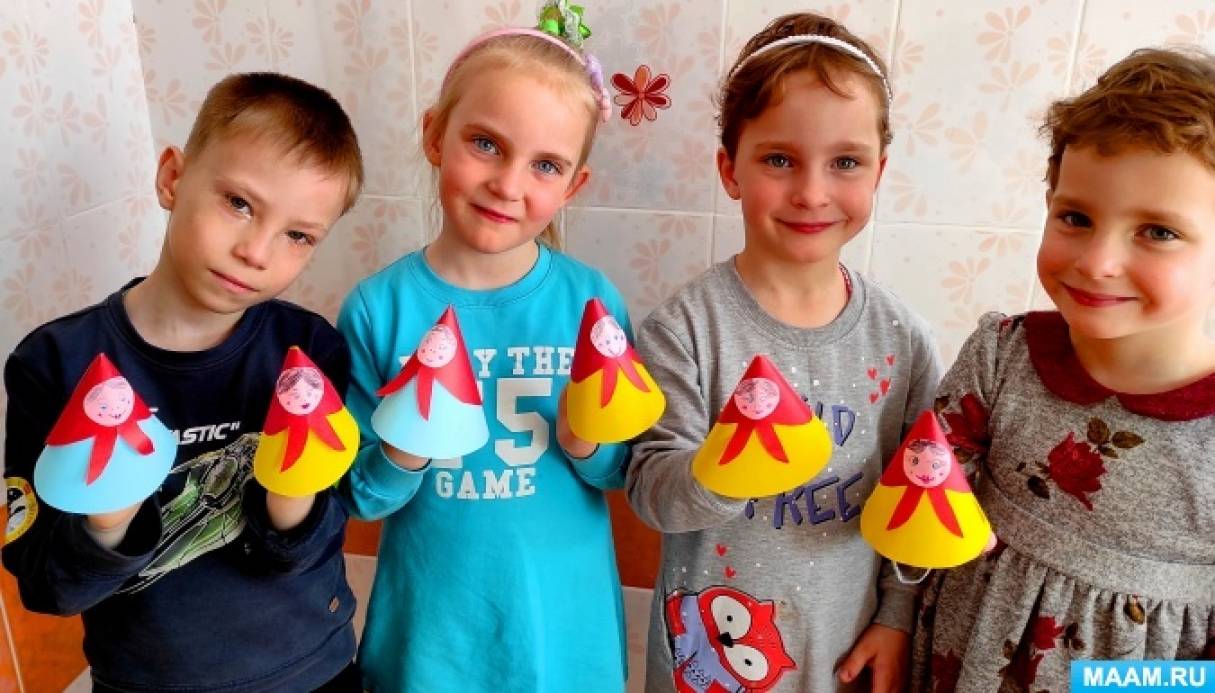 Мастер-класс по конструированию конуса из бумаги «Матрешка в платочке» с детьми старшей группы