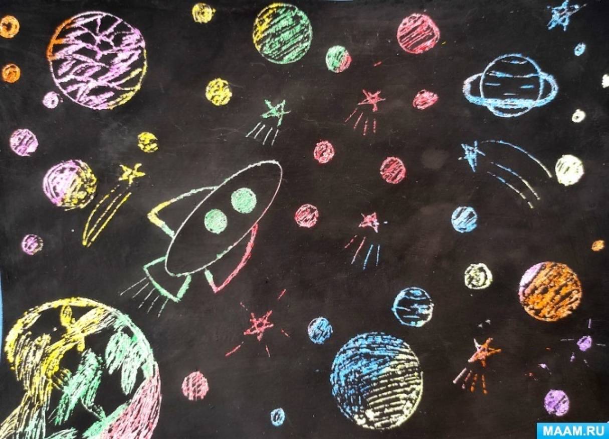 Мастер-класс по рисованию в технике «граттаж» с детьми старшей группы «Путешествие в космос»