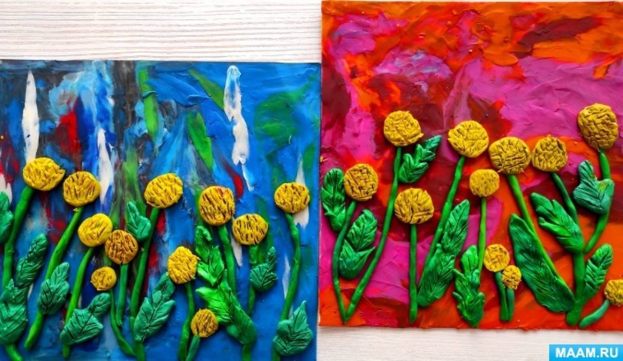 Детский мастер-класс по пластилинографии «Одуванчики цветы, словно солнышко желты»