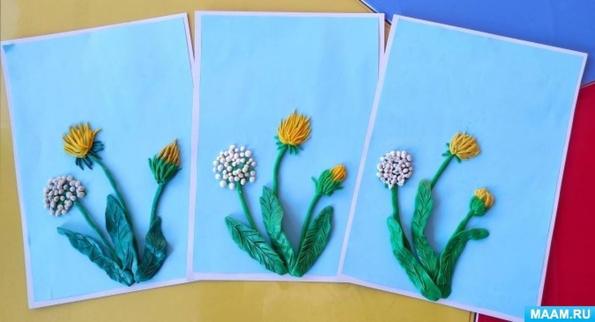 Мастер-класс по пластилинографии «Одуванчики цветы, словно солнышко желты» с детьми старшего дошкольного возраста