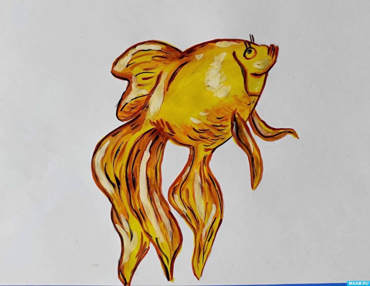 Мастер-класс по рисованию простым карандашом и гуашью «Золотая рыбка» с детьми старшего дошкольного возраста