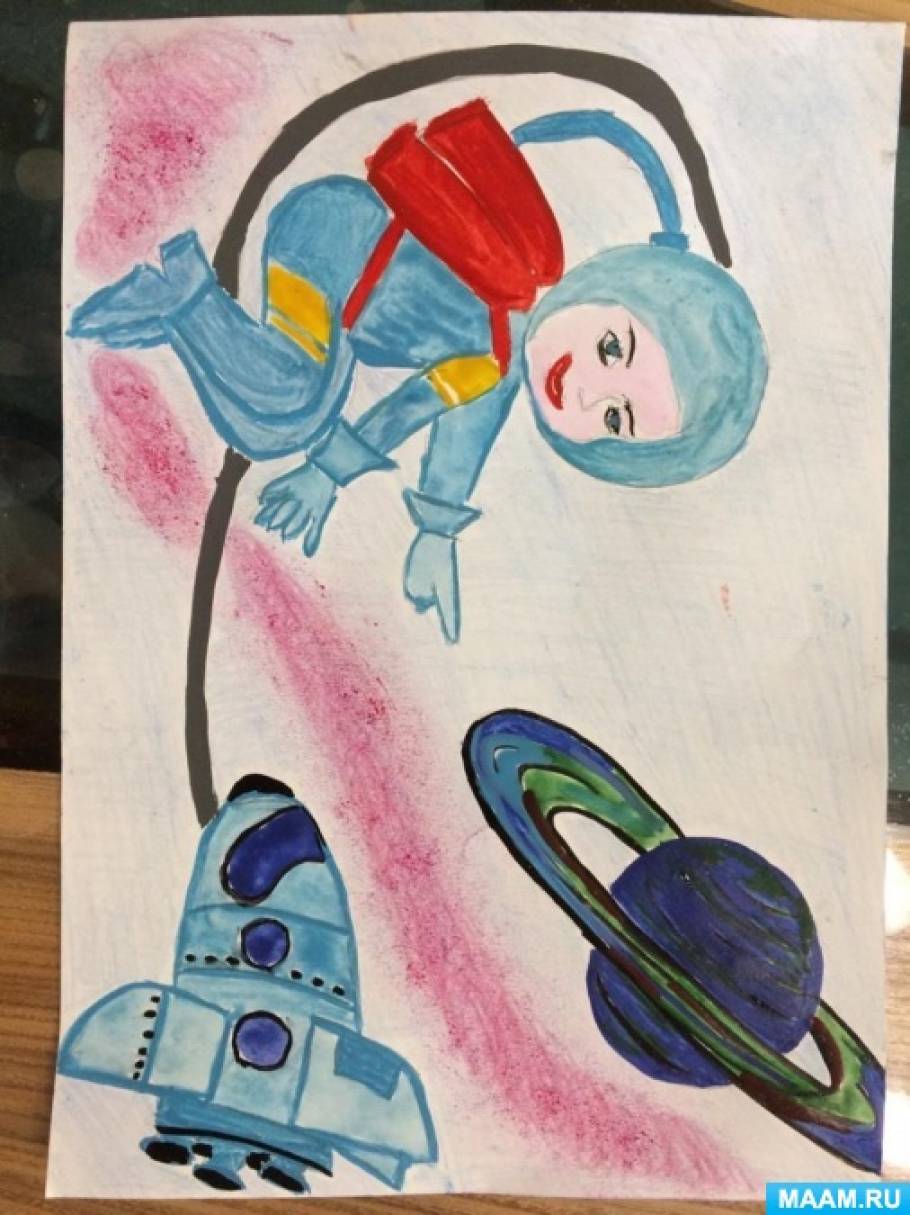Рисунок ко Дню космонавтики 5 класс. Первый в космосе рисунок. Поделки и рисунки ко дню космонавтики