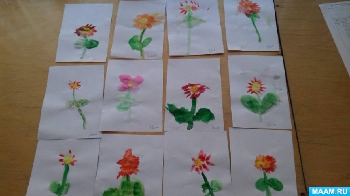 Конспект занятия по рисованию в средней группе «Красивые цветы»