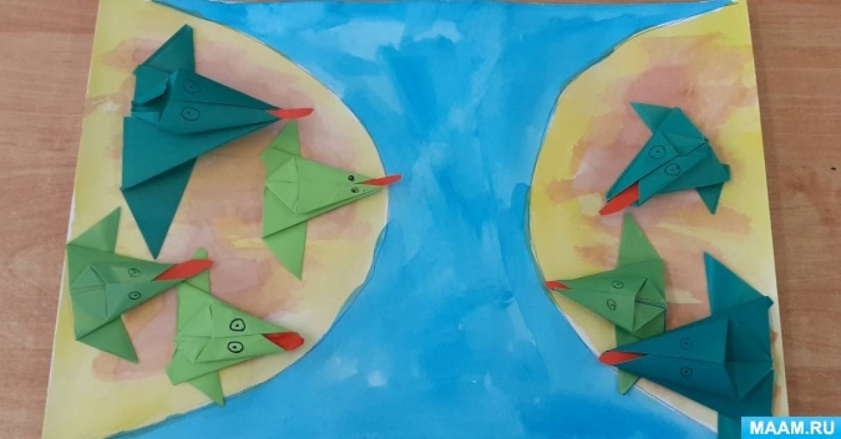Мастер-класс по оригами с элементами аппликации «Пруд с лягушками»