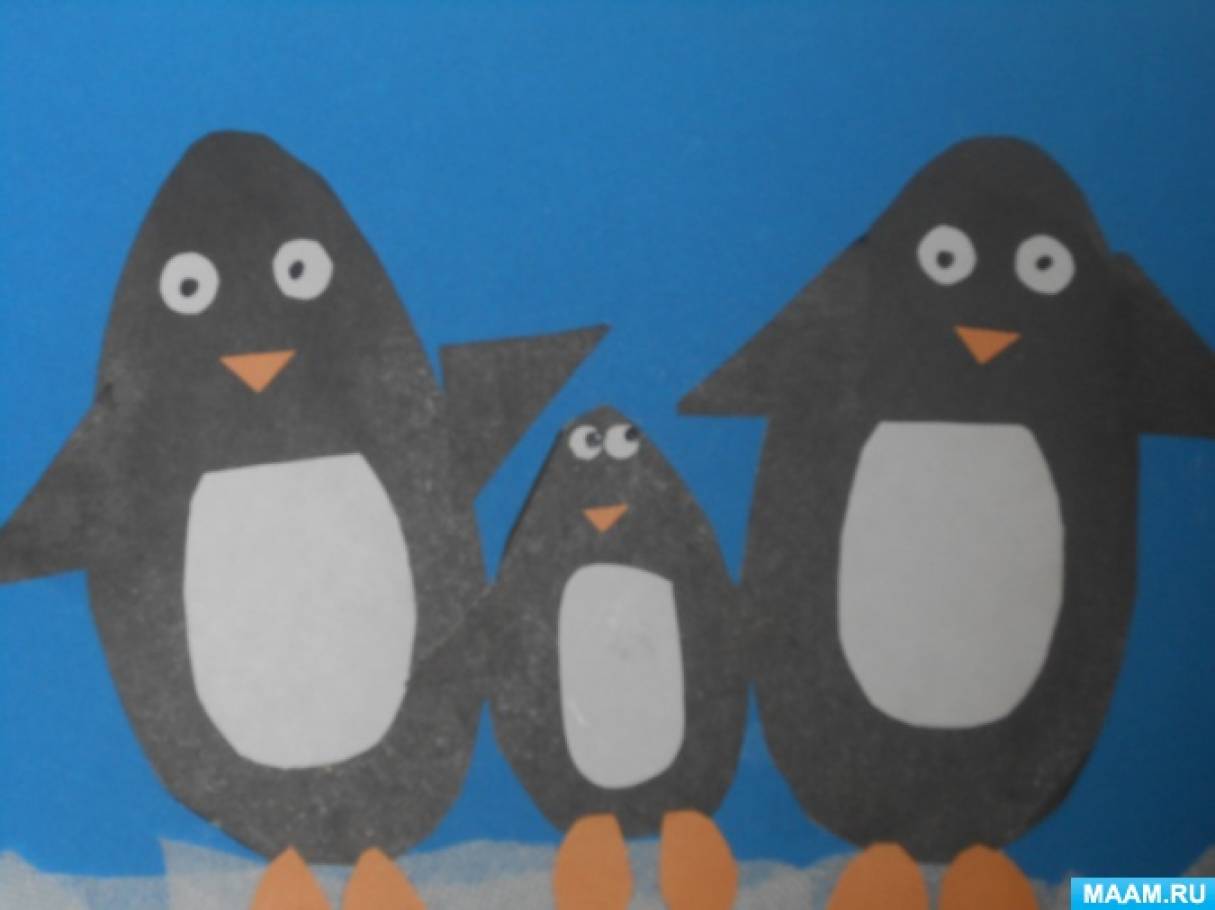 Чтение про пингвинов в старшей группе. Аппликация Пингвин. Пингвины аппликация в детском саду. Аппликация Пингвин в подготовительной группе. Изобразительное искусство пингвины.