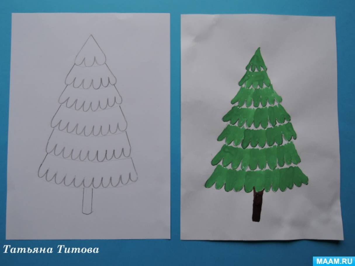 Как нарисовать елку ребенку 4 года