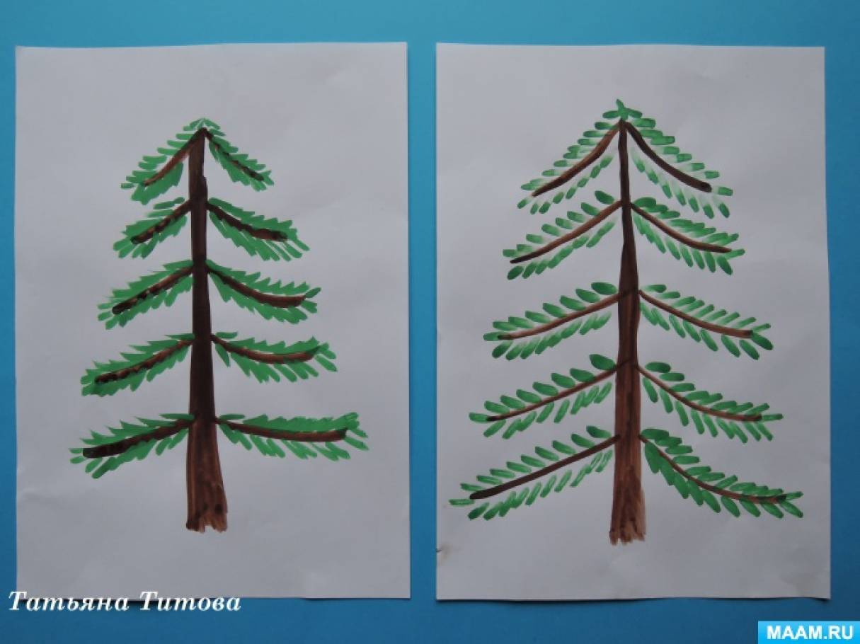 Как нарисовать елку ребенку 3 года