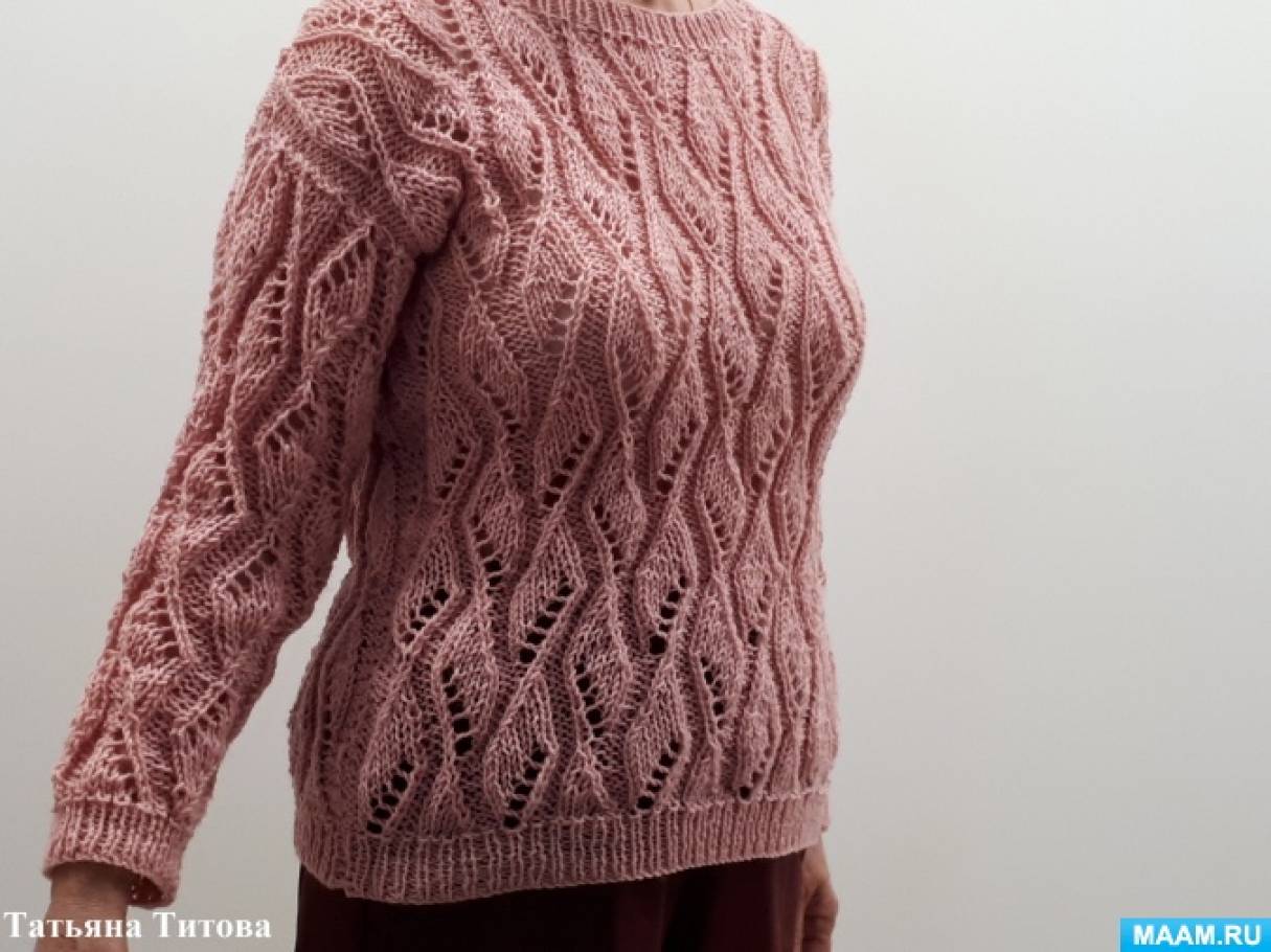Вязание пуловера вертикальным ажурным узором (Мое хобби)