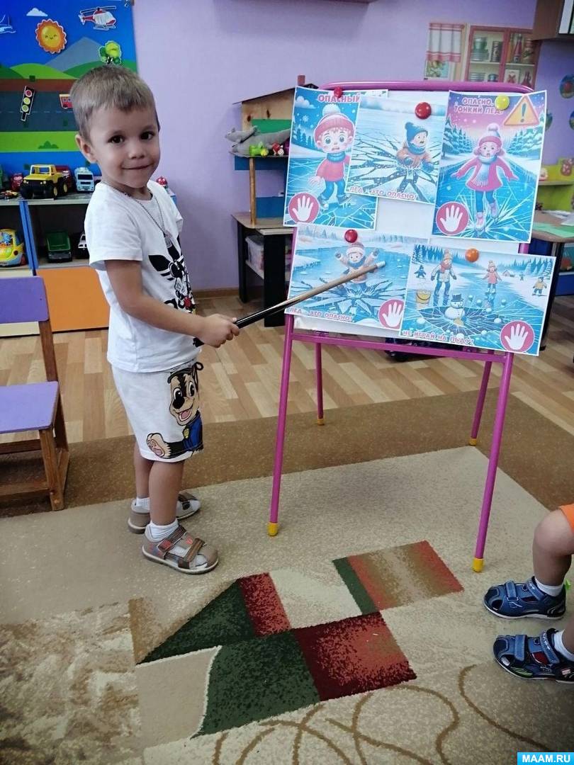 Фотоотчет о занятии по безопасности «Тонкий лёд опасен: это должны знать и малыши»