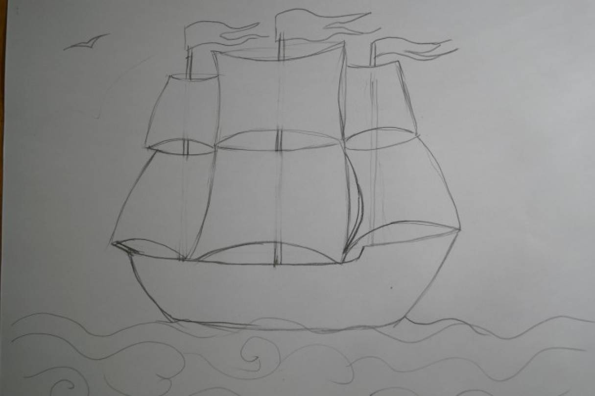 Алые паруса рисунок легко. Корабль для срисовки карандашом. Корабль карандашом легкий. Поэтапное рисование корабля с парусами. Алые паруса рисунок.