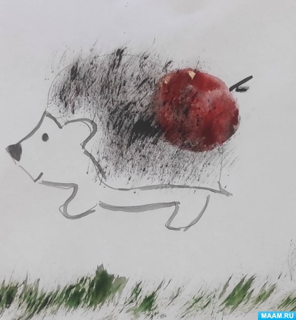 Конспект занятия по рисованию в первой младшей группе «Ёжик с яблоком»