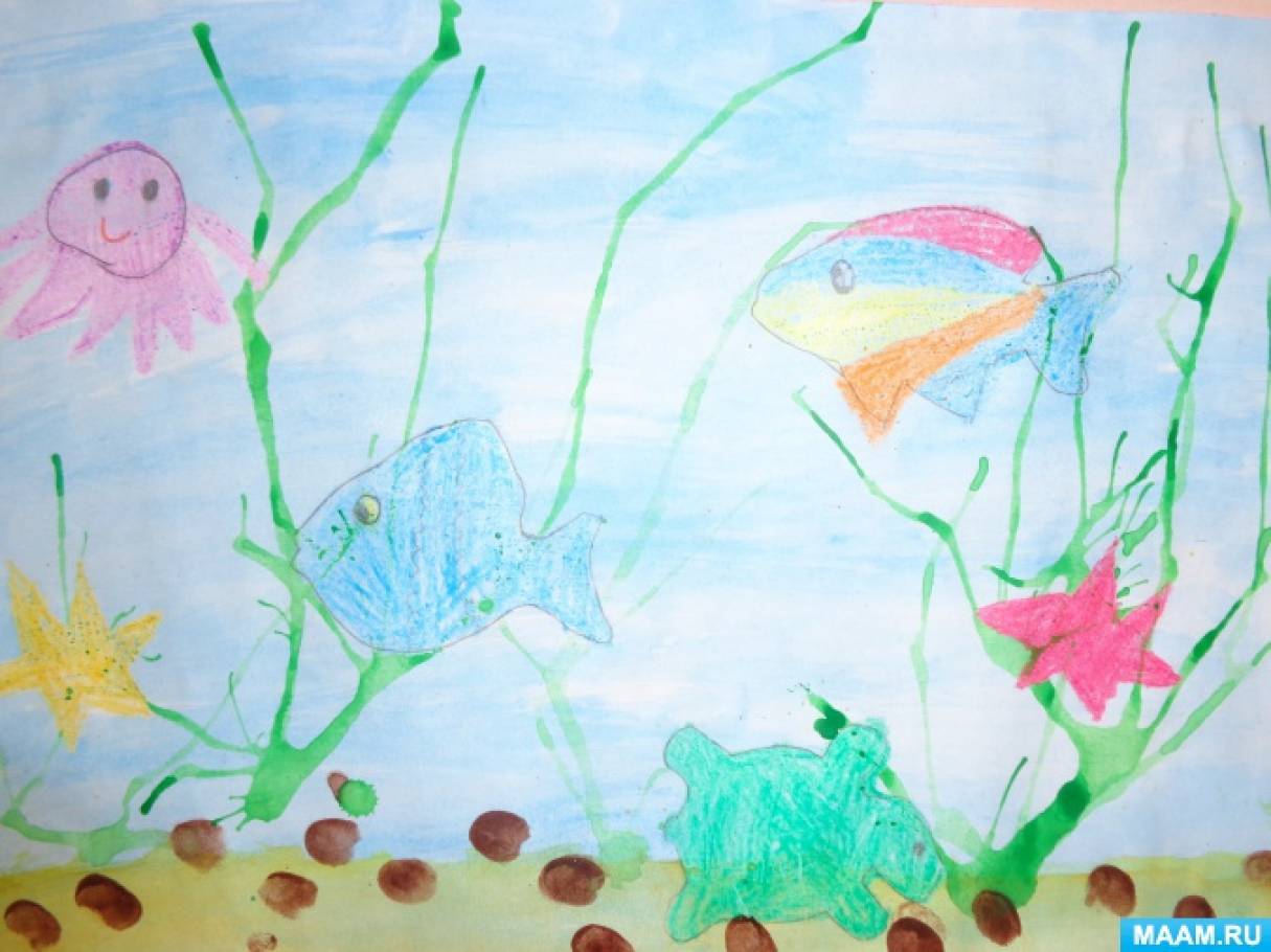 Обитатели водоемов средняя группа. Рисование подводный мир в подготовительной группе. Рисование морские обитатели в старшей группе. Рисование морские обитатели в подготовительной группе. Рисование для детей подводный мир.