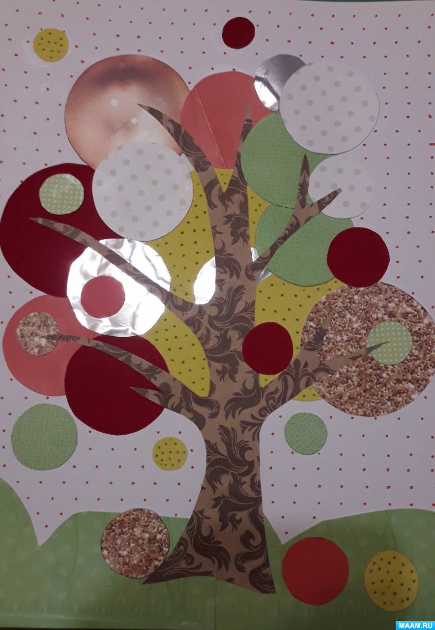 Мастер-класс по изготовлению коллективной аппликации «Осеннее дерево» из цветного картона, фольги и бархатной бумаги