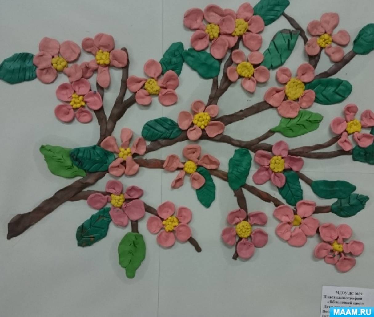 Весенняя лепка в средней группе. Ветка цветущей яблони пластилинография. Лепка цветущее дерево в подготовительной группе. Поделка весенние цветы.