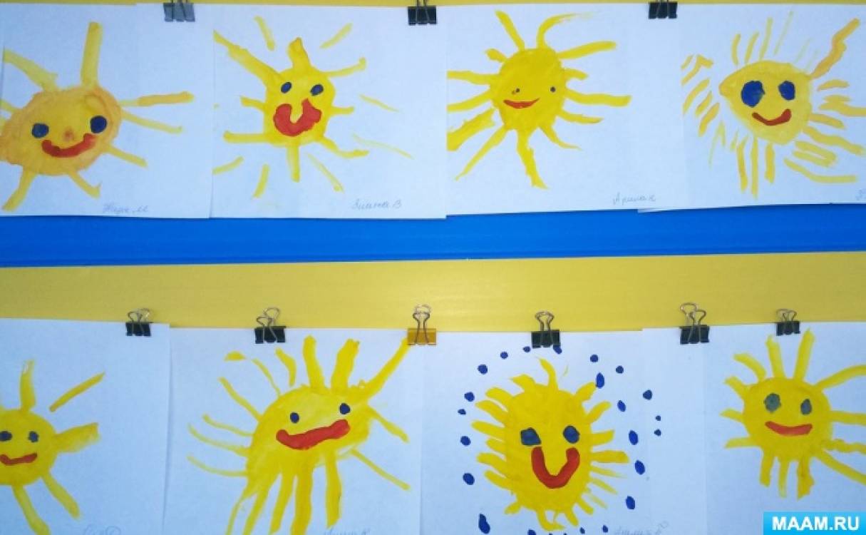 Рисование солнышко средняя группа