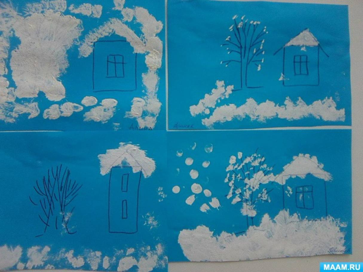 Рисование снег младшая группа