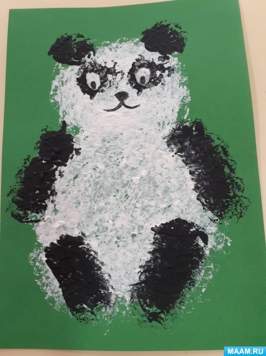 Детский мастер-класс в нетрадиционной технике рисования мятой бумагой «Панда»