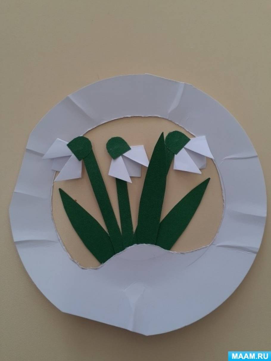 Детский мастер-класс по аппликации с элементами оригами «Подснежники»