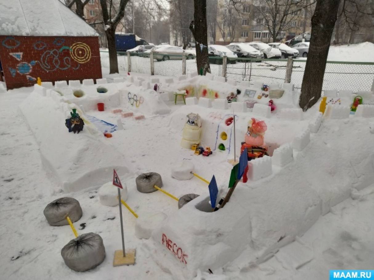 постройка из снега для детей старшего дошкольного возраста «крепость детства»