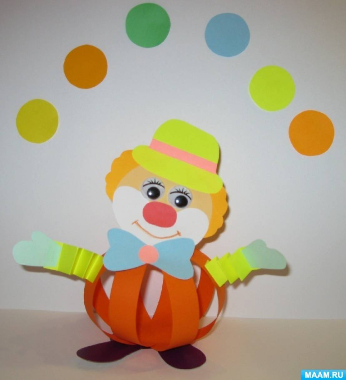 Мастер-класс по изготовлению объемной поделки из цветной бумаги «Веселый Клоун»