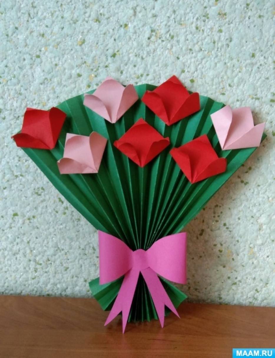 Мастер-класс по изготовлению поделки из цветной бумаги в технике «оригами»с элементами аппликации «Букет» (14 фото). Воспитателям детских садов,школьным учителям и педагогам - Маам.ру