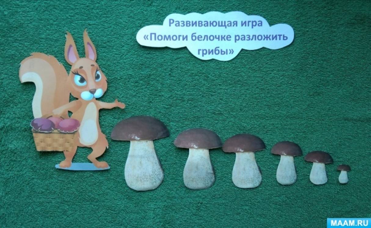 Мастер-класс по созданию развивающей игры по ФЭМП «Помоги белочке разложить грибы» для детей дошкольного возраста