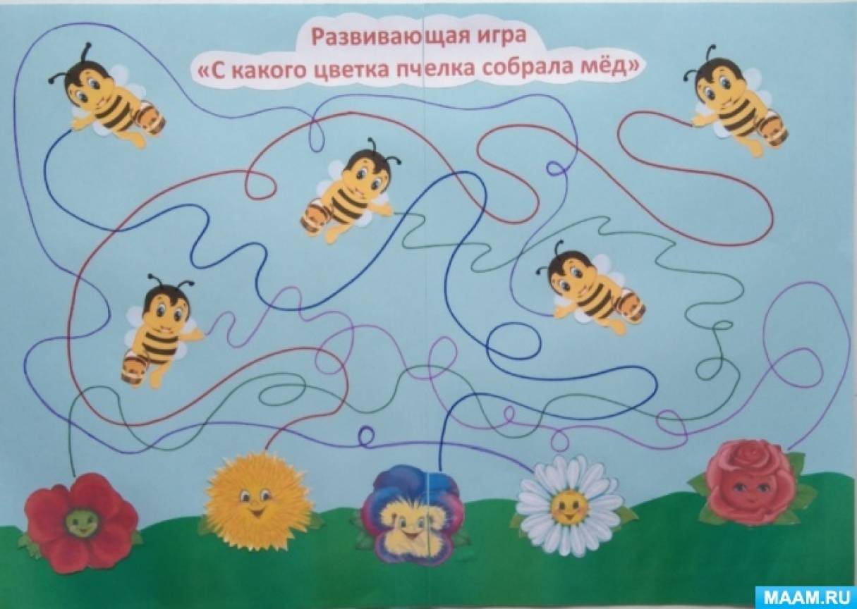 Мастер-класс по изготовлению развивающей игры «С какого цветка пчела собрала мёд» в технике аппликации с элементами рисования