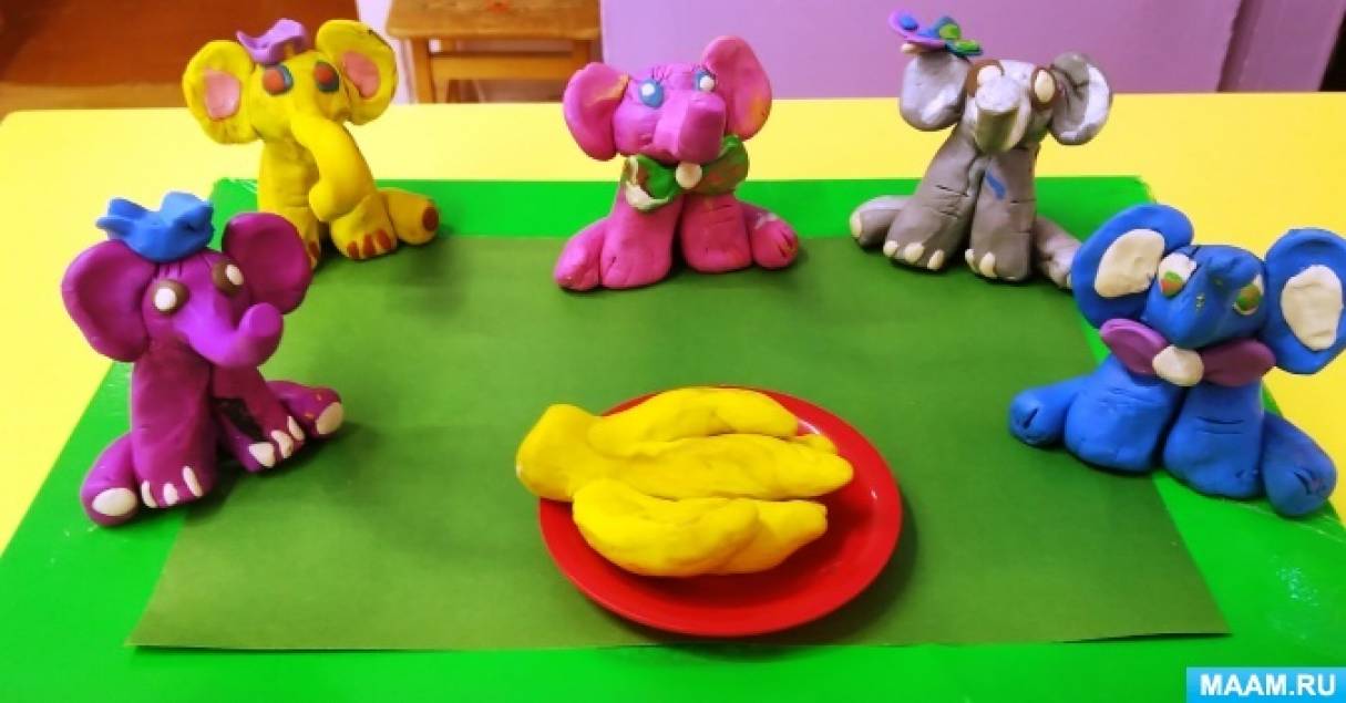 Совместный мастер-класс лепка «Забавные слонята» с детьми 3–4 лет к Всемирному Дню слонов