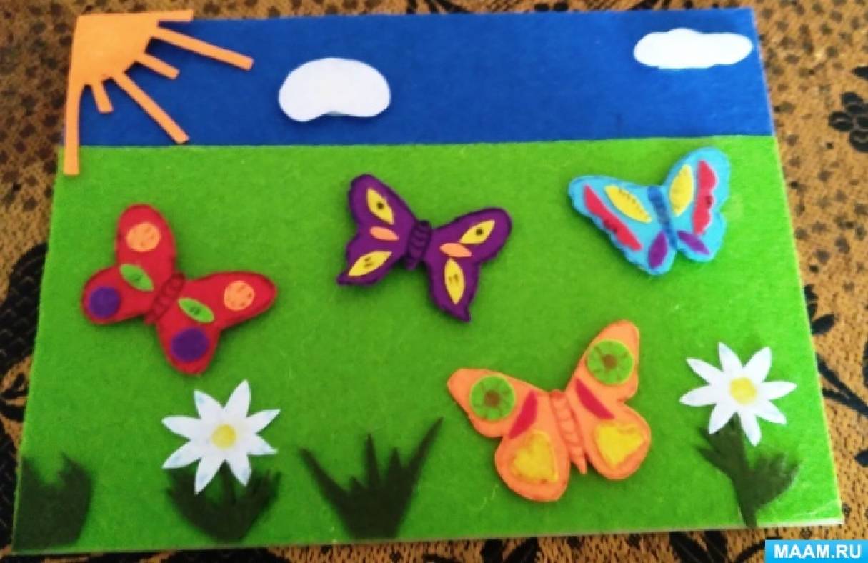 Мастер-класс по изготовлению дидактической игры из фетра «Летняя полянка с бабочками» ко Дню насекомых на МAAM